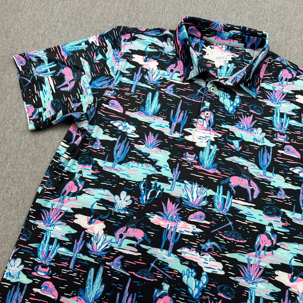 Chubbies x George Kittle Short Sleeve Polo Shirt Mens Large Neon Football Cowboy
